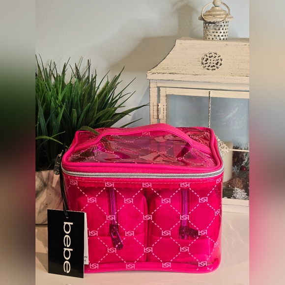 Bebe 3 Pce Travel Cosmetic Case Hot Pink - Picture 1 of 2
